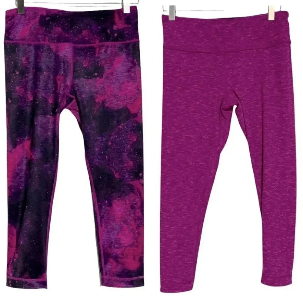 Active Life S fuchsia & black reversible athletic capris